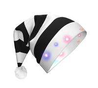 Yyoretp Chapeau de Père Noël à rayures noires et blanches avec LED | Chapeaux de Noël lumineux à DEL pour adultes pour Nouvel An, fête, Noël, cosplay, scène, spectacle, décorations de vacances