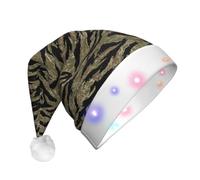 Yyoretp Chapeau de Père Noël imprimé camouflage à rayures tigrées avec LED | Chapeaux de Noël lumineux à DEL pour adultes pour Nouvel An, fête, Noël, cosplay, scène, spectacle, décorations de vacances