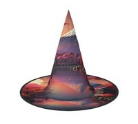 Yyoretp Chapeau de sorcière japonais imprimé paysage du Mont Fuji pour Halloween, cosplay, carnaval, décoration de fête