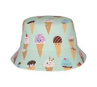Yyoretp Chapeau seau de pêche pliable avec imprimé cônes de crème glacée pour la plage, le soleil pour voyage, camping, Noir , Taille unique