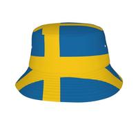 Yyoretp Chapeau seau imprimé drapeau suédois chapeau de pêcheur chapeau de plage pliable chapeau de soleil protection solaire pour voyage camping noir, Noir , Taille unique