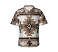 Yyoretp Chemise à manches courtes pour homme avec imprimé amérindien - Chemise décontractée boutonnée - Chemise d'été hawaïenne pour la plage, Noir , XL