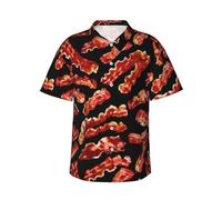 Yyoretp Chemise décontractée à manches courtes pour homme avec imprimé bacon - Chemise d'été hawaïenne pour la plage, Noir , M