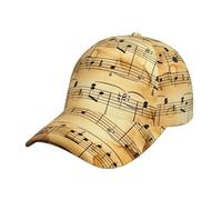 Yyoretp Fashionables Casquette de baseball classique en coton avec imprimé notes de musique pour queue de cheval Noir