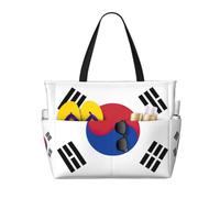Yyoretp Grand sac de plage avec motif drapeau de la République de Corée pour femme, imperméable, résistant au sable, sac de piscine pliable