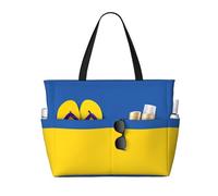 Yyoretp Grand sac de plage imperméable et pliable avec fermeture éclair imprimé drapeau de l'Ukraine pour les vacances et les voyages.