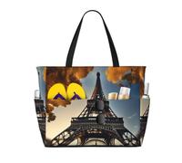 Yyoretp Grand sac de plage pliable et imperméable à l'eau et au sable avec imprimé Tour Eiffel Paris