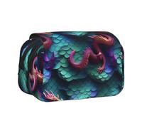 Yyoretp Grande capacité 3D Magical Dragon Scales Pattern Print Pencil Case Organizer Makeup Office Pouch Multifonctionnel Storage Bag