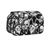 Yyoretp Grande capacité - Trousse à crayons - Motif tête de mort - Multifonctionnel