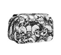 Yyoretp Grande capacité - Trousse de rangement multifonction avec motif crânes - Noir et blanc