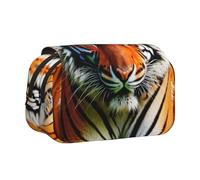 Yyoretp Grande capacité - Trousse de rangement multifonction avec motif tigre et rayures oranges