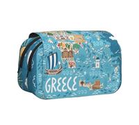 Yyoretp Grande capacité - Trousse de rangement multifonction - Motif carte de la Grèce