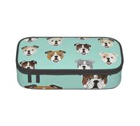 Yyoretp Grande trousse à crayons avec imprimé visages de bouledogue anglais - Grande trousse à crayons pour fournitures de bureau., Noir , Taille unique, Poche de rangement