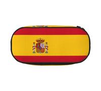 Yyoretp Grande trousse à crayons grande capacité avec imprimé drapeau espagnol pour fournitures de bureau, Noir , Taille unique, Trousse de beauté