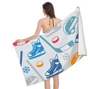 Yyoretp Hockey Elements Creative Motif Imprimé Microfibre Légère Serviette de Plage Super Absorbante Douce Serviette de Bain Piscine