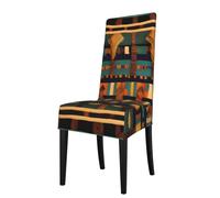 Yyoretp Housse de protection amovible pour chaise de salle à manger - Motif tissé classique africain - Élastique - Protection de chaise extensible.