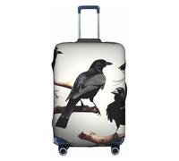 Yyoretp Housse de protection élastique avec fermeture éclair pour valise de 45,7 à 81,3 cm. Motif corbeau noir sur une branche., blanc, L
