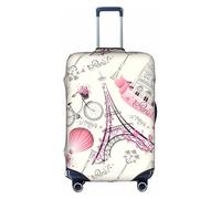 Yyoretp Housse de protection élastique avec fermeture éclair pour valise de 45,7 à 81,3 cm Motif Tour de Paris et vélo, blanc, S