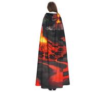 Yyoretp Kilauea Robe à capuche pour adulte Imprimé volcans Carnaval Cosplay Noël Halloween