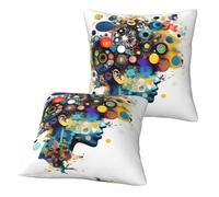 Yyoretp Lot de 2 housses de coussin carrées décoratives avec intelligence artificielle - Pour lit, voiture, canapé