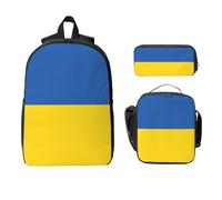 Yyoretp Lot de 3 sacs à dos, boîte à déjeuner et trousse à crayons avec motif drapeau de l'Ukraine