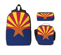Yyoretp Lot de 3 sacs à dos réglables et polyvalents de grande capacité avec imprimé drapeau de l'Arizona et trousse à crayons