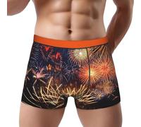 Yyoretp Lot de caleçons boxeurs imprimés feux d'artifice pour homme, cool, respirant et élastique., Noir , XXL
