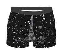 Yyoretp Night Paris Tour Eiffel Print Boxer pour homme, coupe extensible, short en microfibre pour homme pour un usage quotidien, Noir , L