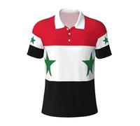 Yyoretp Polo imprimé drapeau de la République arabe syrienne pour homme, manches courtes, décontracté, séchage rapide., Noir , 3XL