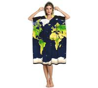 Yyoretp Poncho de surf imprimé carte du monde serviette à langer peignoir capuche séchage rapide tissu éponge couverture de natation