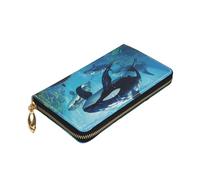 Yyoretp Portefeuille en cuir de qualité supérieure avec fermeture éclair sur le pourtour pour homme et femme, couverture de carnet de chèques avec blocage RFID