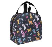 Yyoretp Sac à bento isotherme imprimé chat de dessin animé, sac à déjeuner portable en aluminium épais résistant à l'eau