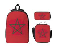 Yyoretp Sac à dos 3 pièces, réglable, polyvalent, grande capacité, imprimé drapeau du Maroc