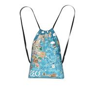 Yyoretp Sac à dos avec cordon de serrage imprimé carte de la Grèce, sac de rangement pour le sport, la plage, la natation, la gym, les voyages.