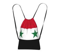 Yyoretp Sac à dos avec cordon de serrage imprimé drapeau de la République arabe syrienne, sac de rangement pour le sport, la plage, la natation, la gym, les voyages.