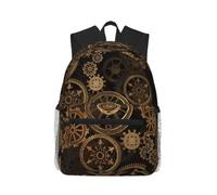 Yyoretp Sac à dos décontracté pour ordinateur portable avec engrenages et horloge - Bronze - Imprimé siècle - Sac à dos classique pour le voyage et le travail - Sac à dos léger