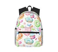 Yyoretp Sac à dos décontracté pour ordinateur portable, sac à dos classique pour voyage, travail, motif cupcakes, beignets, muffins, sucre, sac à dos léger