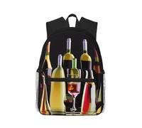 Yyoretp Sac à dos décontracté pour ordinateur portable, verres à cocktail et bouteilles de vin, sac à dos classique pour voyage, travail, sac à livres léger