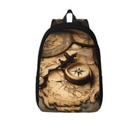Yyoretp Sac à dos en toile avec boussole et carte du monde ancien, décontracté, léger, sac à dos de voyage, multi-usages, Noir , M, Décontracté