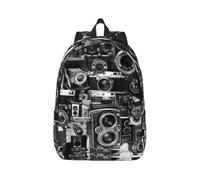 Yyoretp Sac à dos rétro cool en toile avec impression d'appareil photo - Sac à dos de sport léger et décontracté - Sac à dos de voyage multifonction, Noir , S, Décontracté
