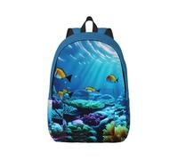 Yyoretp Sac à dos tendance en toile avec impression paysage sous-marin tranquille, sac à dos de sport, sac à dos de voyage, sac multifonction, Noir , M, Décontracté