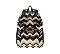 Yyoretp Sac à dos tendance en toile avec impression zigzag Noir/blanc/marron clair, Noir , M, Décontracté