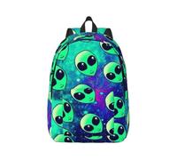 Yyoretp Sac à dos tendance en toile avec imprimé extraterrestres verts, sac à dos de sport léger et décontracté Sac à dos de, Noir , S, Décontracté
