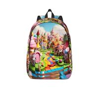 Yyoretp Sac à dos tendance en toile imprimée Candy Land, décontracté, léger, sac à dos de sport, sac de voyage multifonction, Noir , S, Décontracté