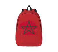 Yyoretp Sac à dos tendance en toile imprimée drapeau du Maroc - Sac à dos de sport léger et décontracté - Sac de voyage multifonction, Noir , M, Décontracté