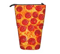 Yyoretp Sac à stylos télescopique avec impression 3D Pizza Pepperoni Étui de rangement Pop Up sur pied portable