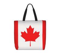 Yyoretp Sac fourre-tout de grande capacité avec fermeture éclair et imprimé drapeau canadien, sac à bandoulière réutilisable pour le shopping