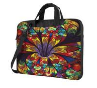 Yyoretp Sac pour ordinateur portable de 13 à 16" avec motif de vitraux et fleurs, Noir , 14 inch