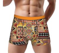 Yyoretp Sous-vêtements africains en textile pour homme avec imprimé patchwork, caleçons boxeurs, caleçons cool, respirants et élastiques., Noir , M