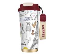 Yyoretp Tasse à café isotherme étanche en acier inoxydable avec imprimé Tour Eiffel de Paris - 532 ml